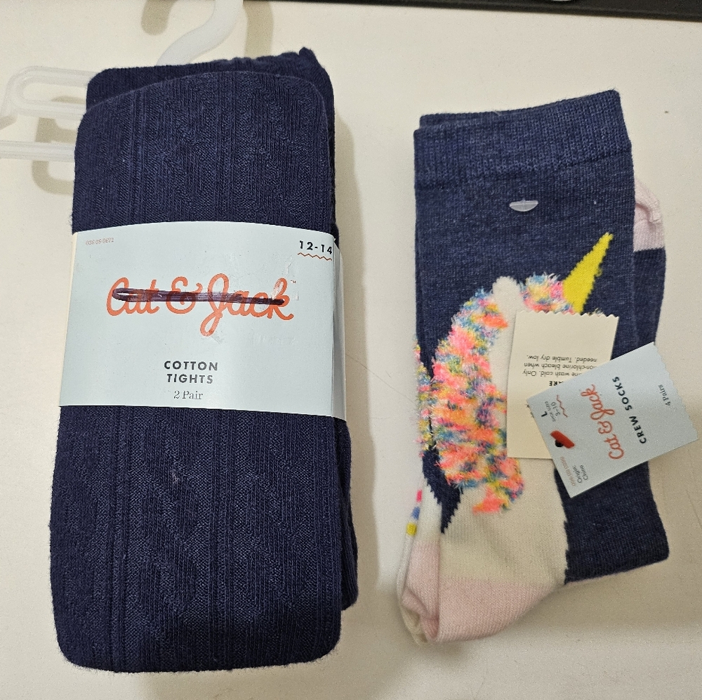 Cat & Jack Girls Tights & Crew Socks